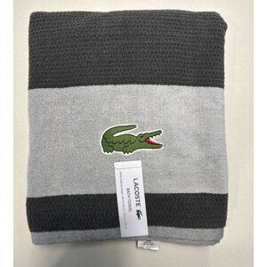 LACOSTE  Bath Towel 100% Cotton 30" x 52" Gray Big Crocodile Logo NWT